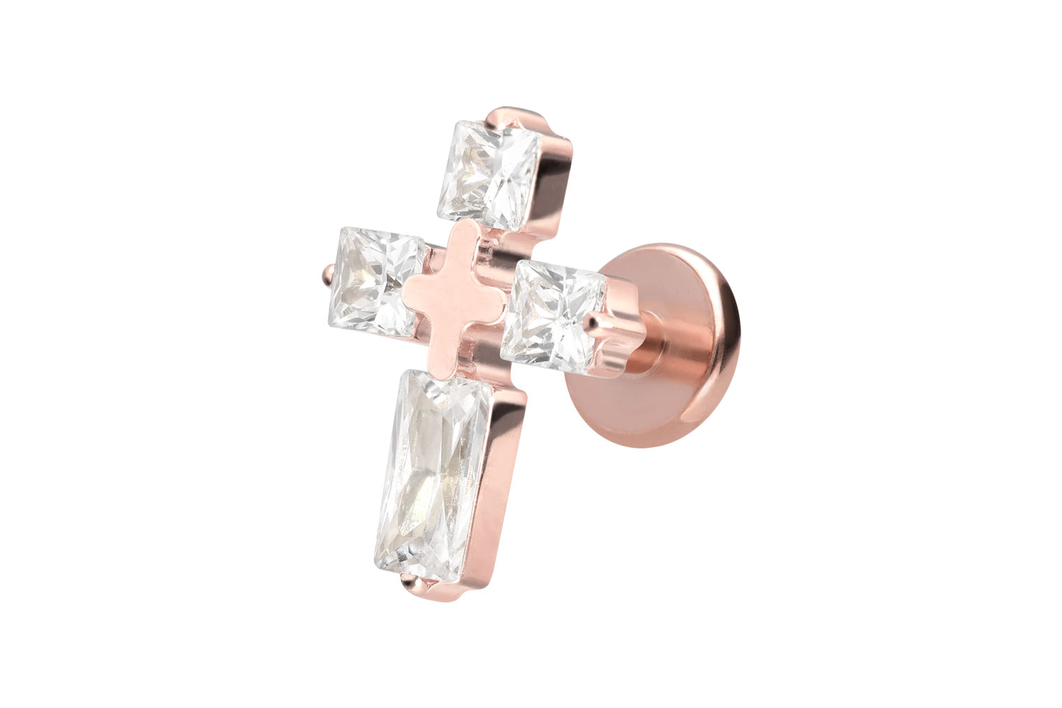 Titan Labret Piercing mit Innengewinde KRISTALLKREUZ